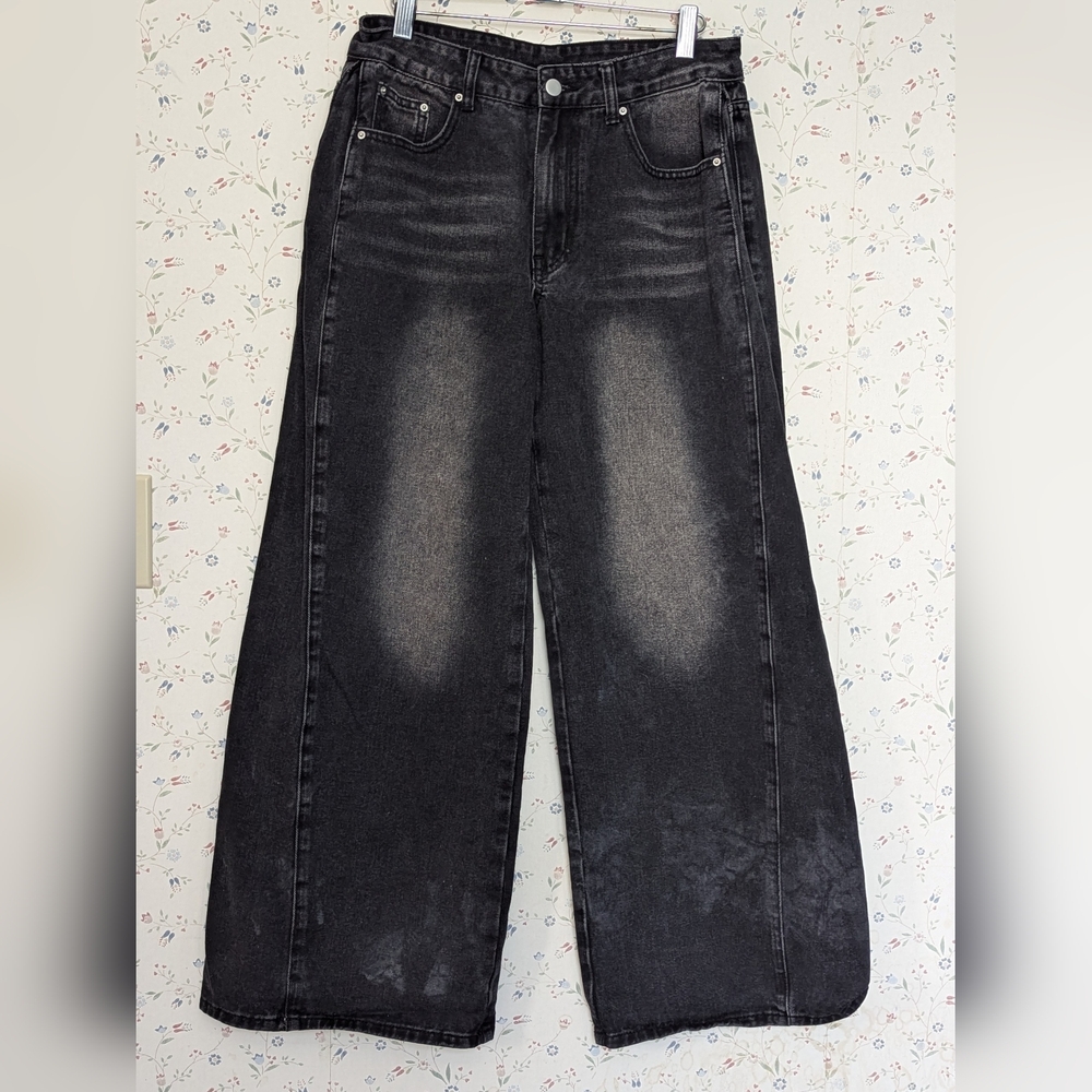 Dazy Wide-Leg Jeans L Thighs Distressed Skater Streetwear Skateboard Vintage